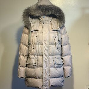 Andrew Marc Belmont Fox Fur Down Parka Men’s Large NYC Luxury Puffer Coat WARM